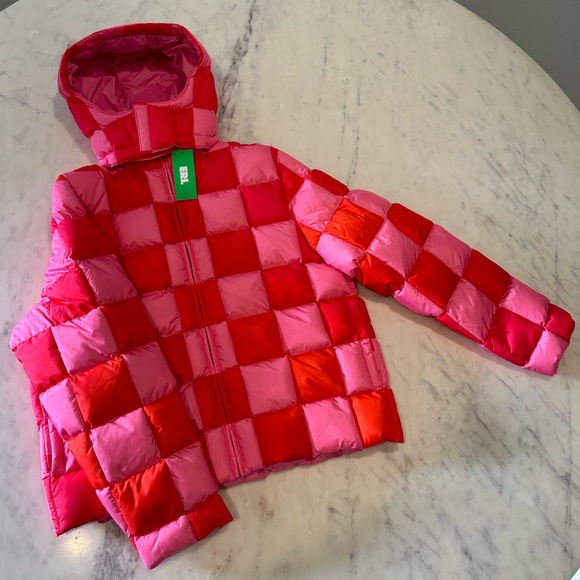ERL Gradient Checker Hooded Puffer Jacket Pink - Picture 8 of 8